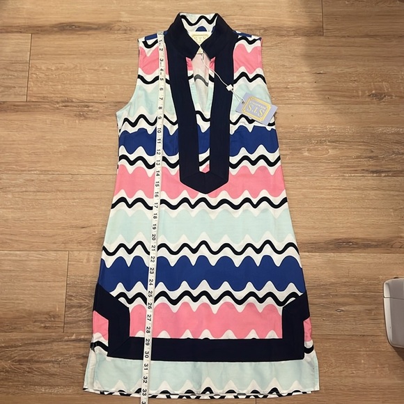 NWT Sail to Sable Tuckernuck Pink Blue Wave Print Tunic Dress Size - X-Small - Picture 6 of 8
